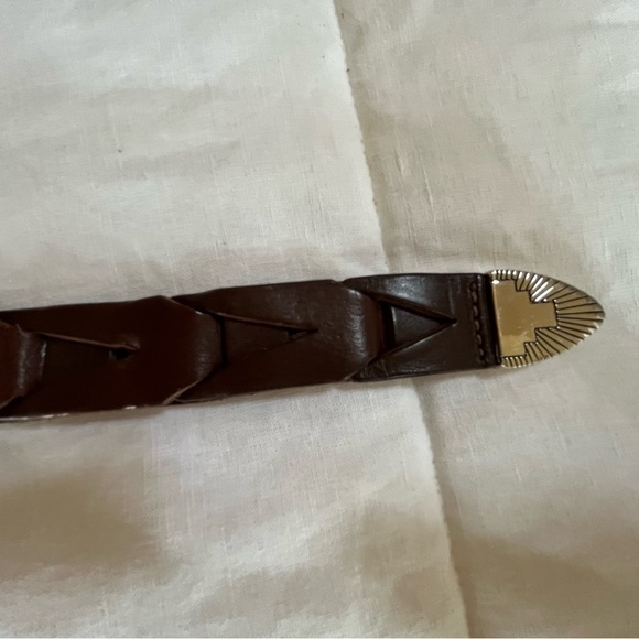 Unbranded Southwestern Style Brown leather Belt with silver hardware sz 34 - Picture 10 of 11